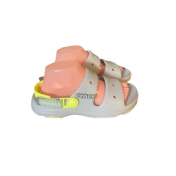 Crocs Classic All-Terrain Sandal Grey Yellow Slip On Sandals Shoes Wms 9 Men’s 7 - Picture 4 of 9